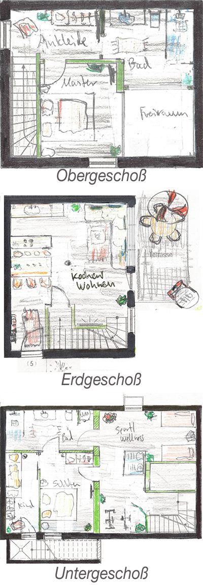 Winkl-Lodge Pläne 3 Etagen